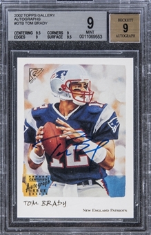 2002 Topps Gallery #GTB Tom Brady Signed Card – Also Signed by the Artist – BGS MINT 9/Beckett 9
